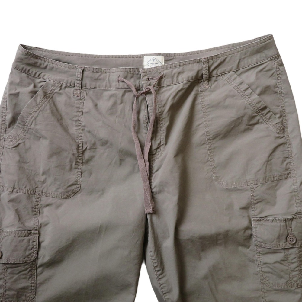 22W St. John's Bay Plus Cargo Capri Shorts Taupe Brown Stretch Cotton - Picture 3 of 8
